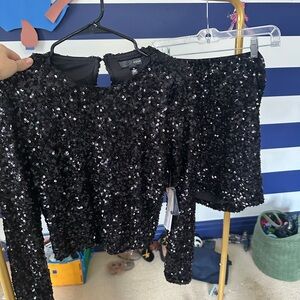 Aqua Black Sequin Ensemble